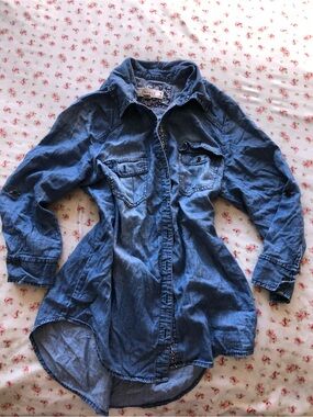 Joules Blue Denim Longline Shirt Jacket
